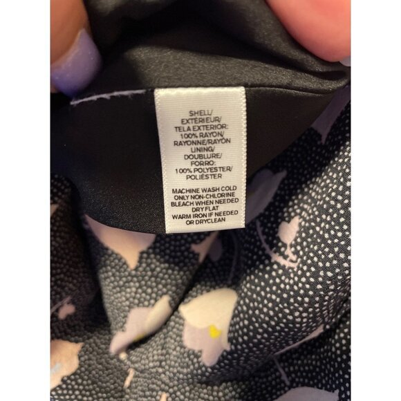 Loft Black Floral Lightweight Mini Skirt with Ruffle Accent Sz 2 - Picture 6 of 8